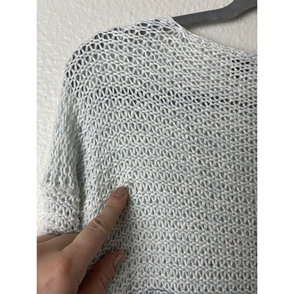 RDI Womens Ivory Blue Melange Open Knit Pullover Sweater Long Sleeves Acrylic M - Picture 7 of 8